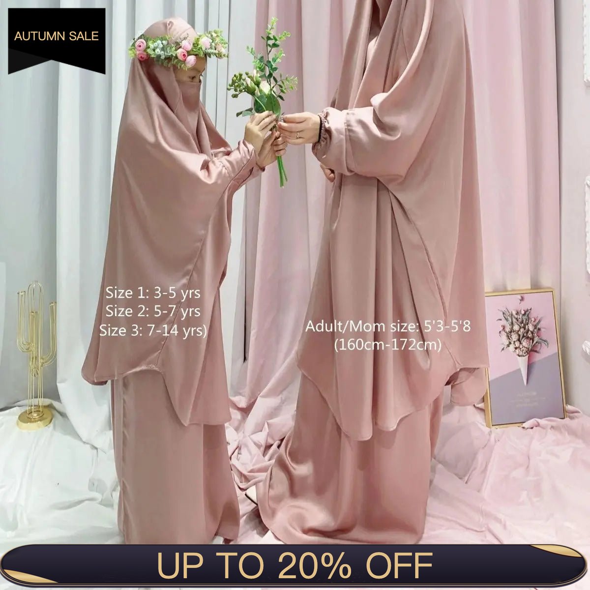 MJ008 Nida Fabric 2-Piece Set Jilbab