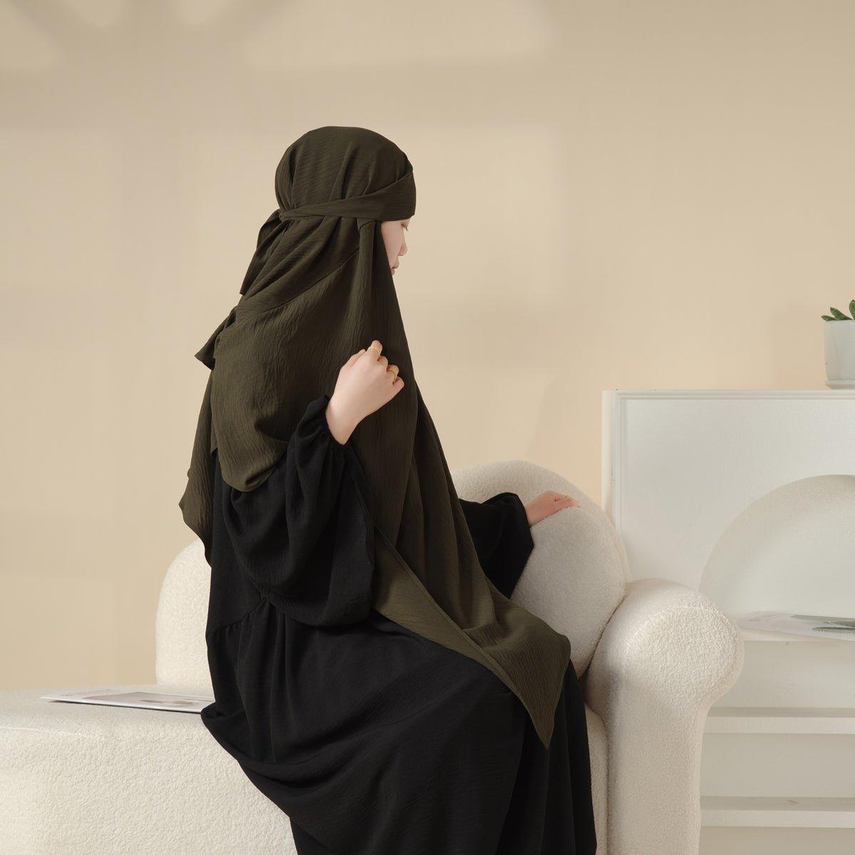 MK011 Stunning Two-Layer Crepe Khimar