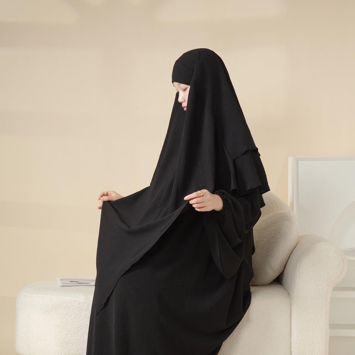 MK011 Stunning Two-Layer Crepe Khimar