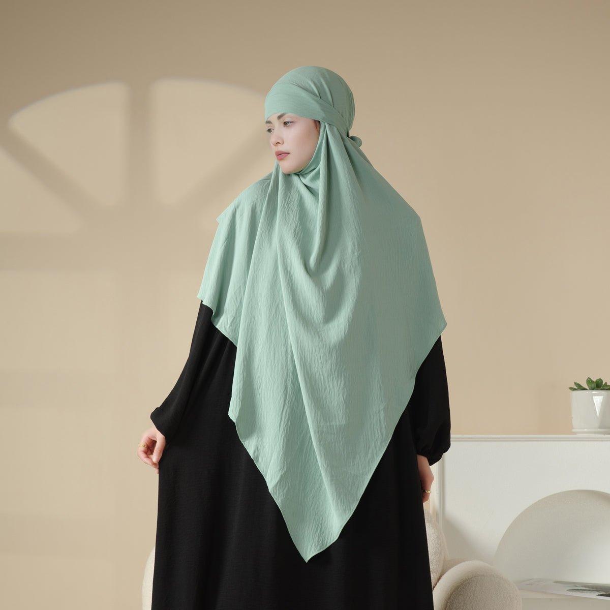 MK011 Stunning Two-Layer Crepe Khimar