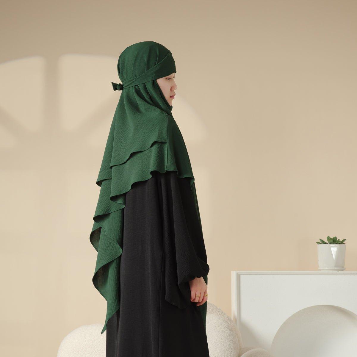 MK011 Stunning Two-Layer Crepe Khimar