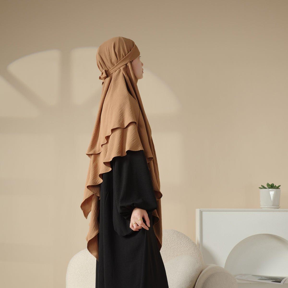 MK011 Stunning Two-Layer Crepe Khimar