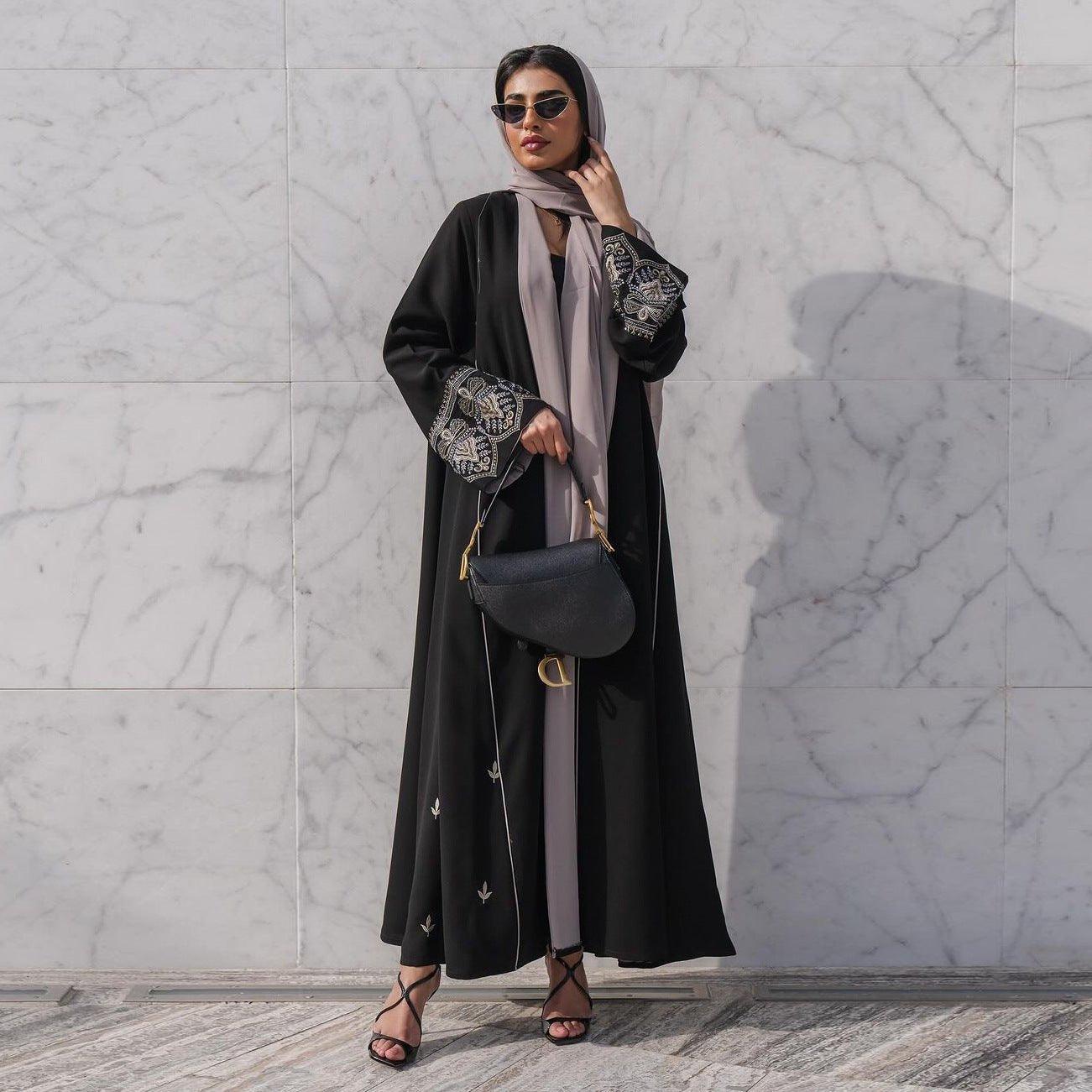 Elegant Embroidered Temperament Open Abaya (MOA062)