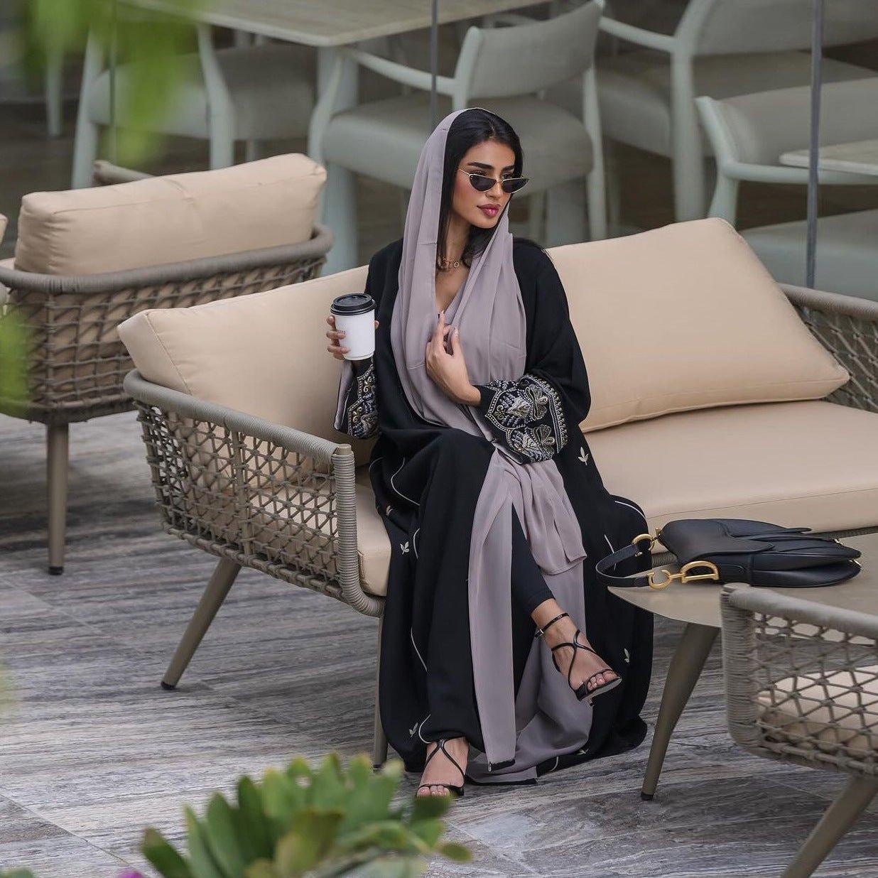Elegant Embroidered Temperament Open Abaya (MOA062)