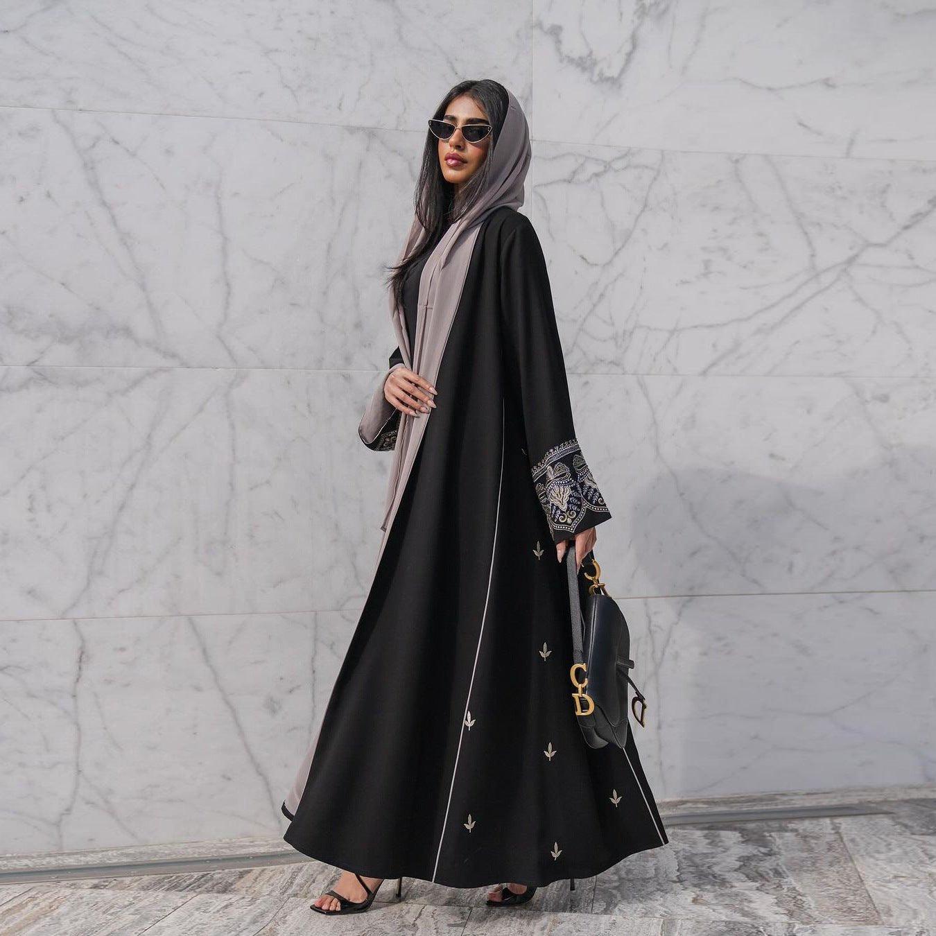 Elegant Embroidered Temperament Open Abaya (MOA062)
