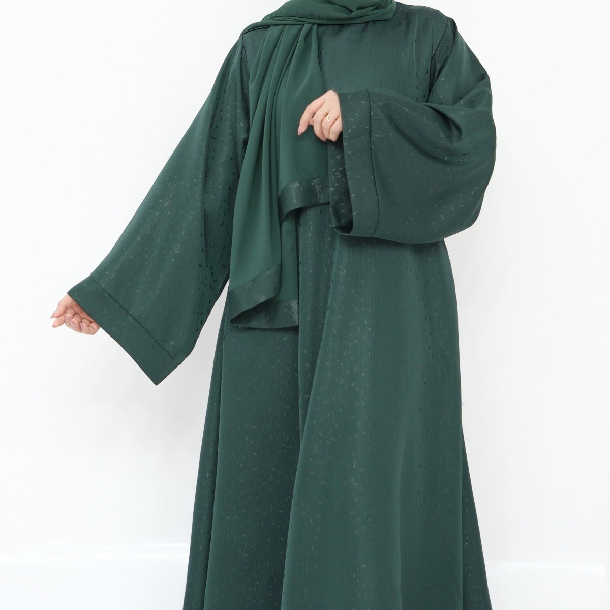 Modest Elegant Solid Color Abaya Robe with Wide Sleeves & Detachable Belt(MA279)