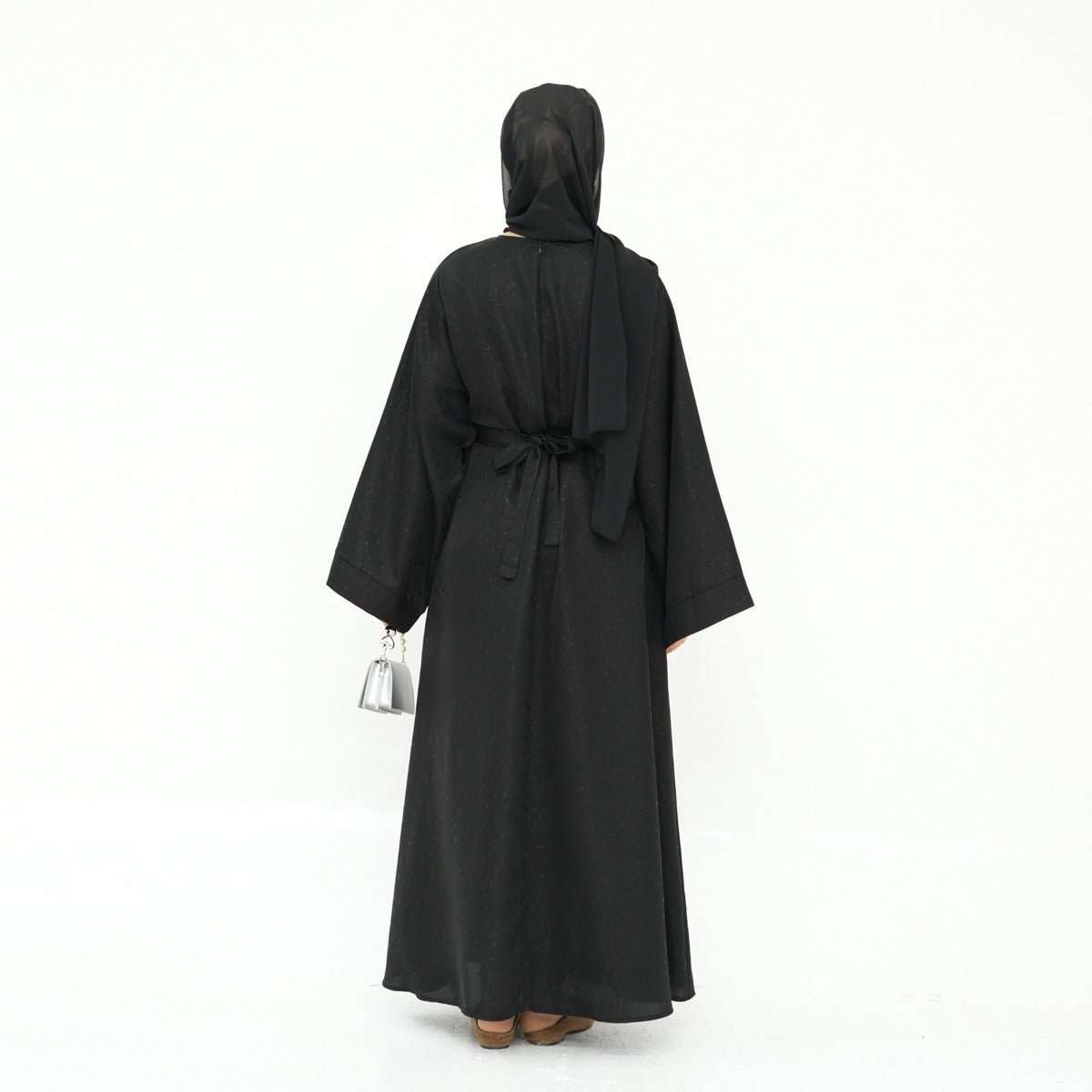 Modest Elegant Solid Color Abaya Robe with Wide Sleeves & Detachable Belt(MA279)