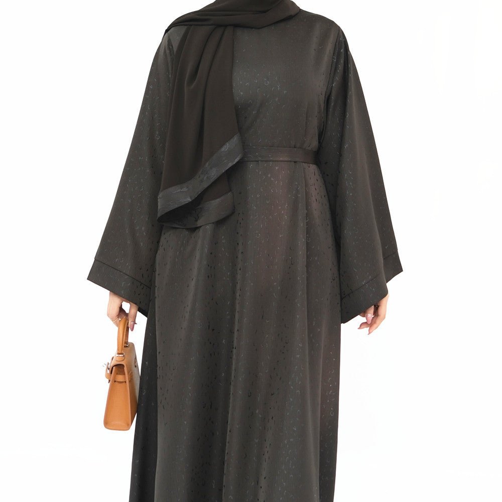 Modest Elegant Solid Color Abaya Robe with Wide Sleeves & Detachable Belt(MA279)