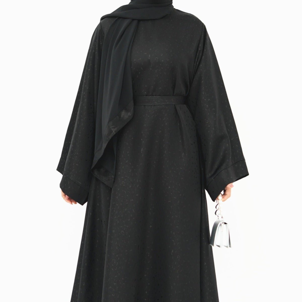 Modest Elegant Solid Color Abaya Robe with Wide Sleeves & Detachable Belt(MA279)