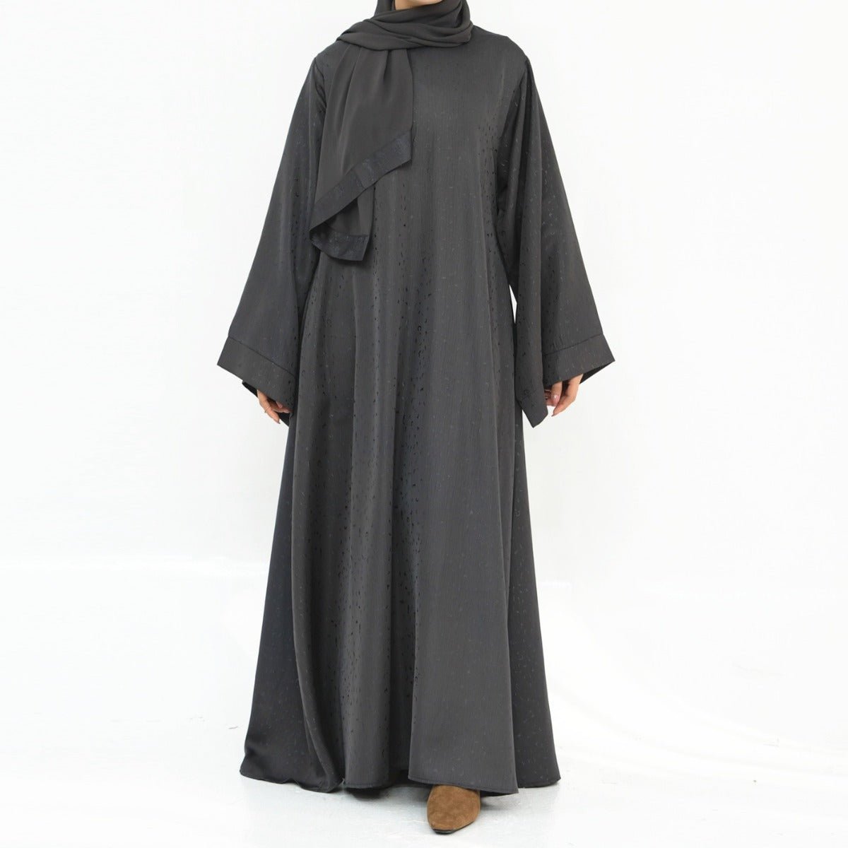 Modest Elegant Solid Color Abaya Robe with Wide Sleeves & Detachable Belt(MA279)