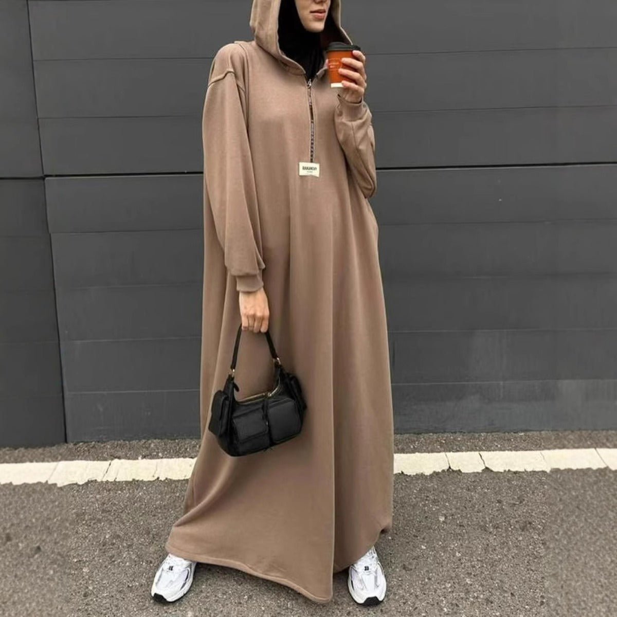 Modest Hooded Dress | Muslim Women's Long Sleeve Casual Abaya (MA257)