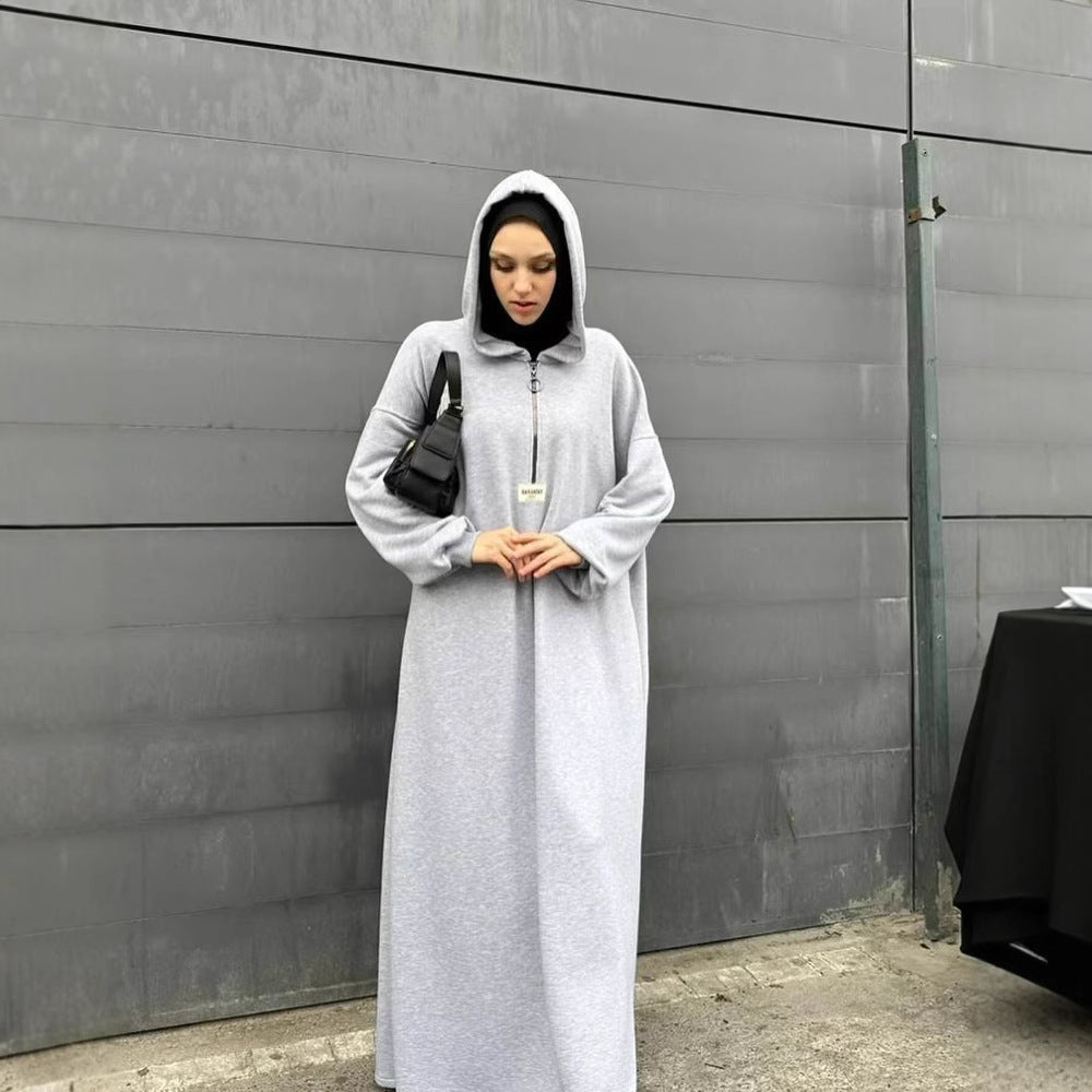 Modest Hooded Dress | Muslim Women's Long Sleeve Casual Abaya (MA257)