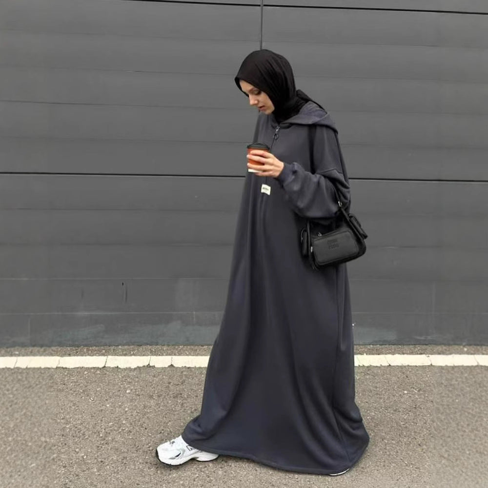 Modest Hooded Dress | Muslim Women's Long Sleeve Casual Abaya (MA257)