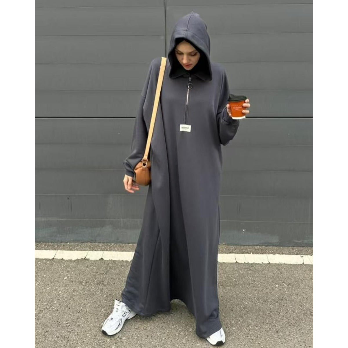 Modest Hooded Dress | Muslim Women's Long Sleeve Casual Abaya (MA257)