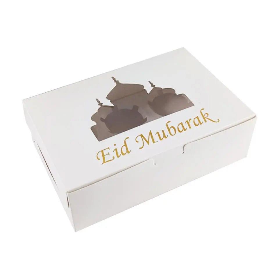 MR017 EID Mubarak Cupcake Box , Gift Box 6 holes