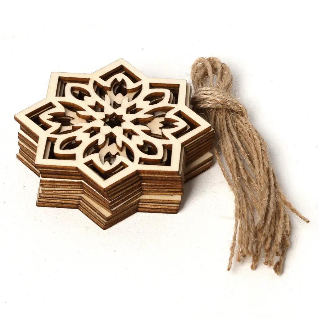 MR022 10 Pcs Ramadan Wooden Hang Tags Pendant, Ramadan Decoration