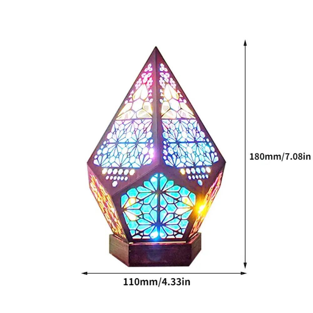 MR034 Polar Star Projection Lamp, Diamond Wooden Colorful Decoration