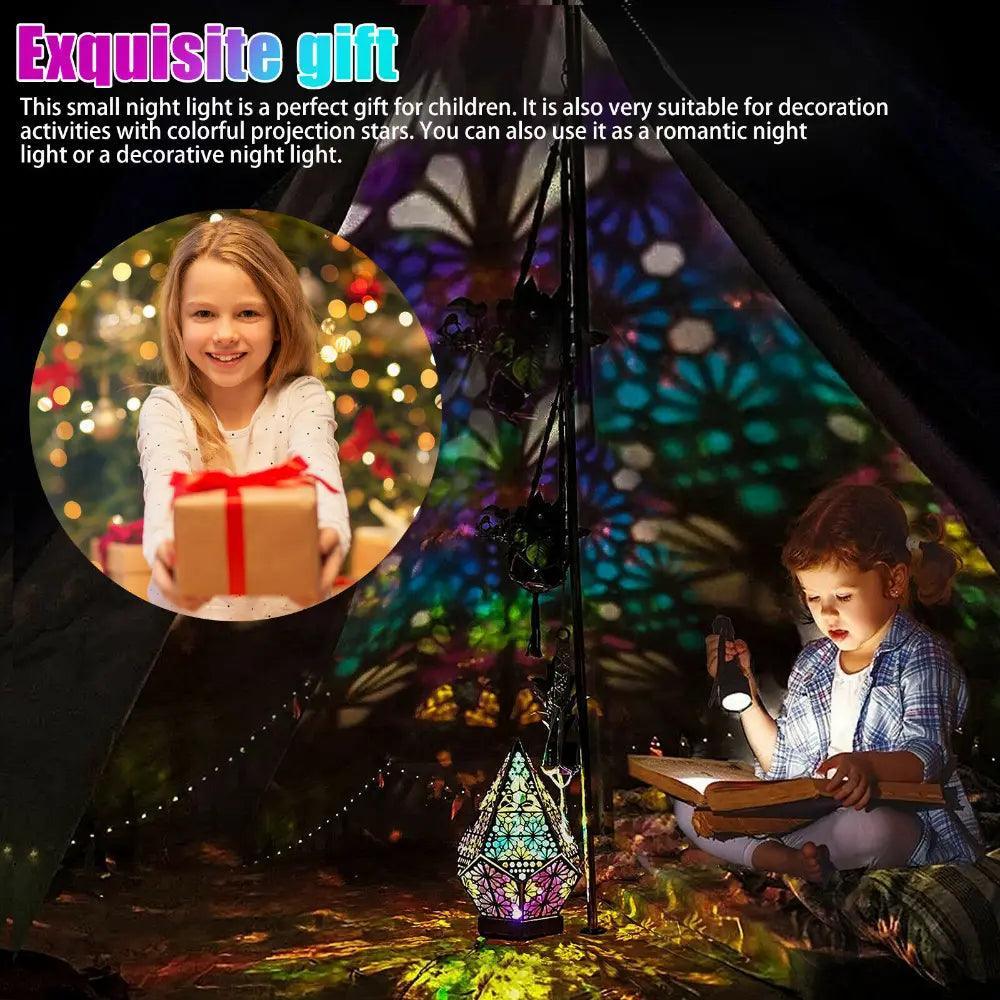MR034 Polar Star Projection Lamp, Diamond Wooden Colorful Decoration
