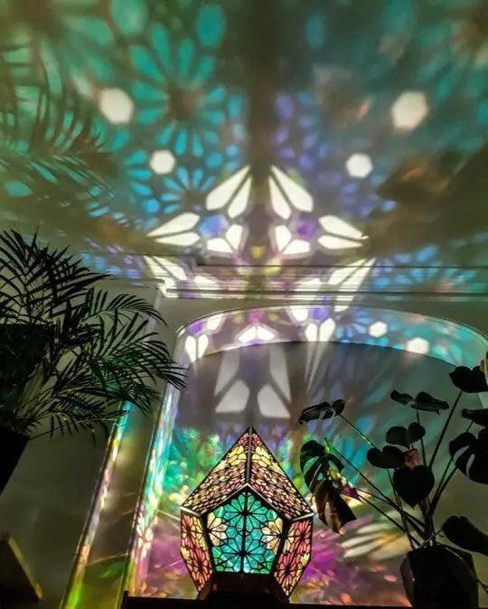 MR034 Polar Star Projection Lamp, Diamond Wooden Colorful Decoration