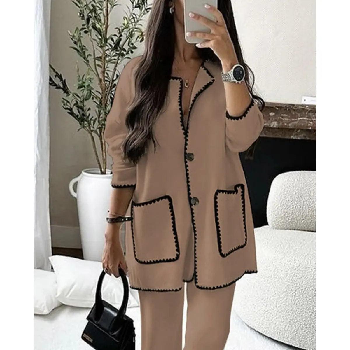 MS004 Fall Chunky Knit Cardigan Sweaters Casual Open Front Set