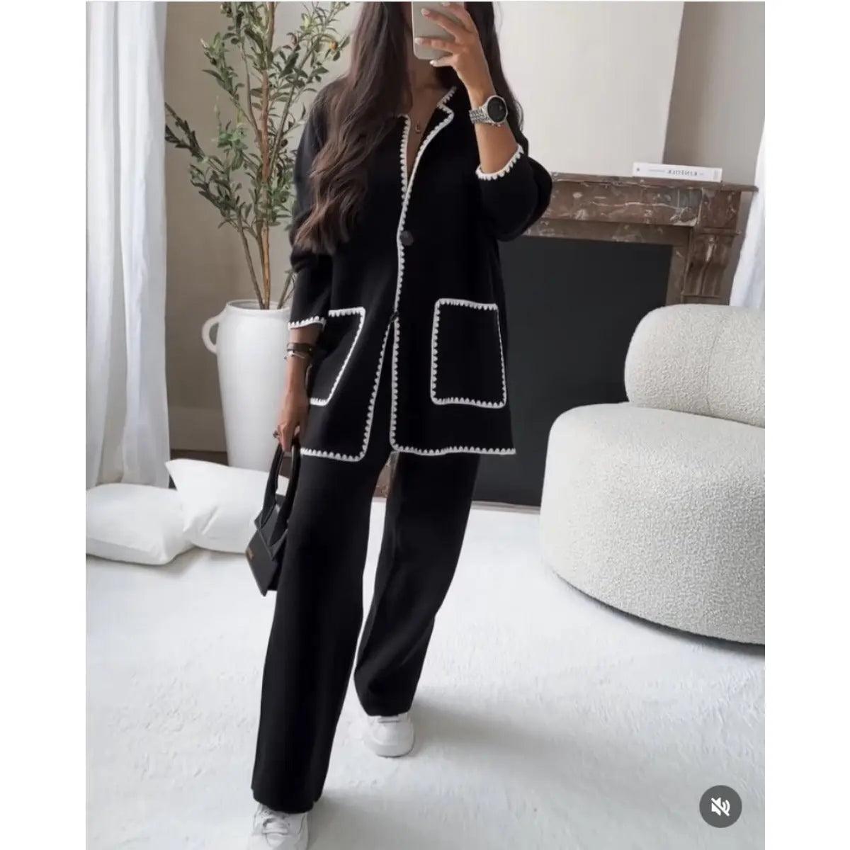 MS004 Fall Chunky Knit Cardigan Sweaters Casual Open Front Set