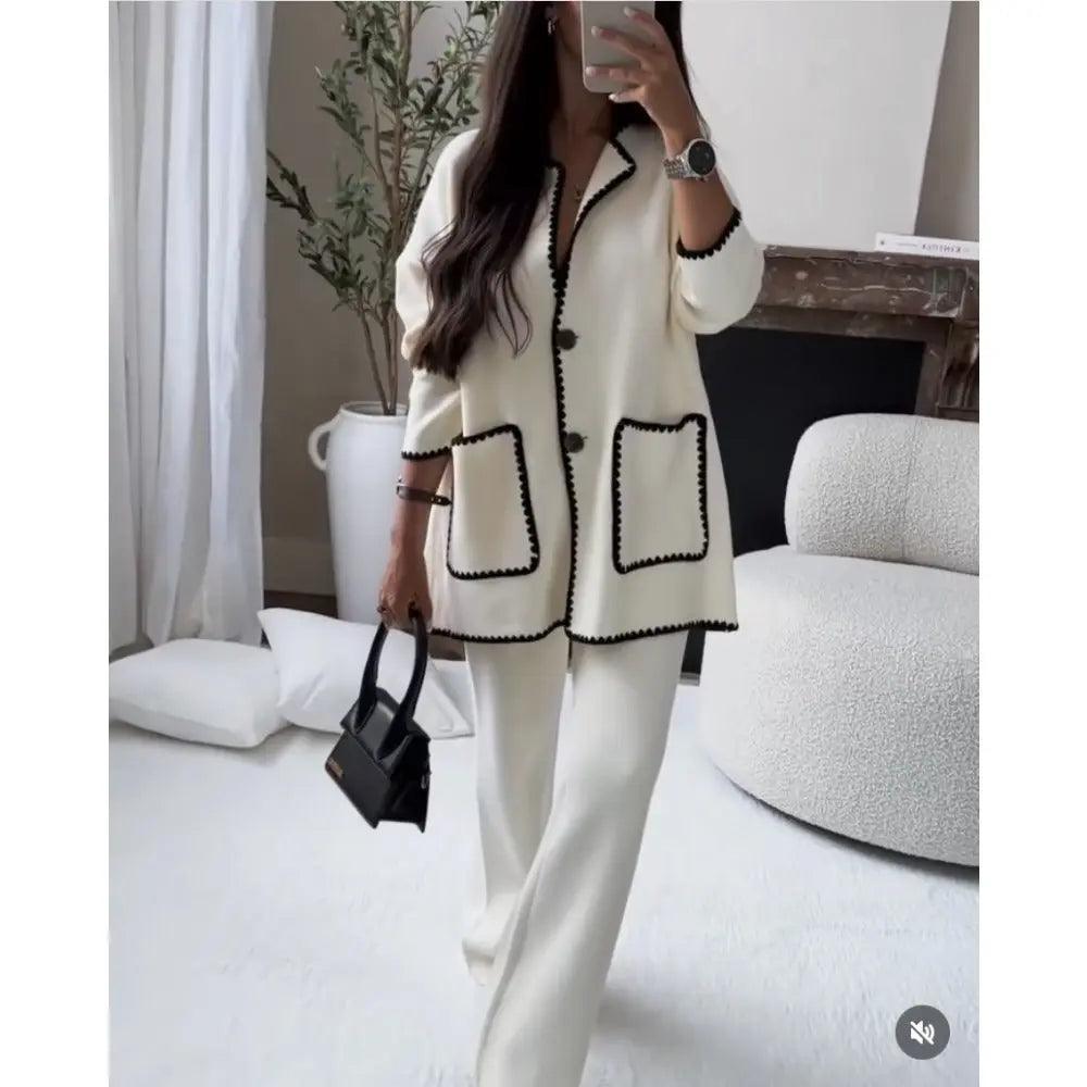 MS004 Fall Chunky Knit Cardigan Sweaters Casual Open Front Set