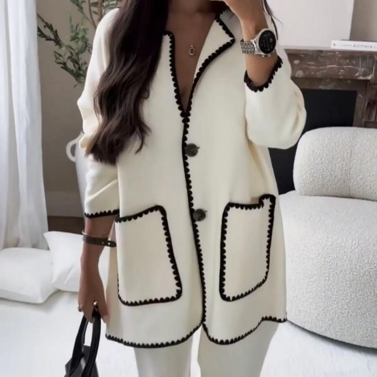 MS004 Fall Chunky Knit Cardigan Sweaters Casual Open Front Set