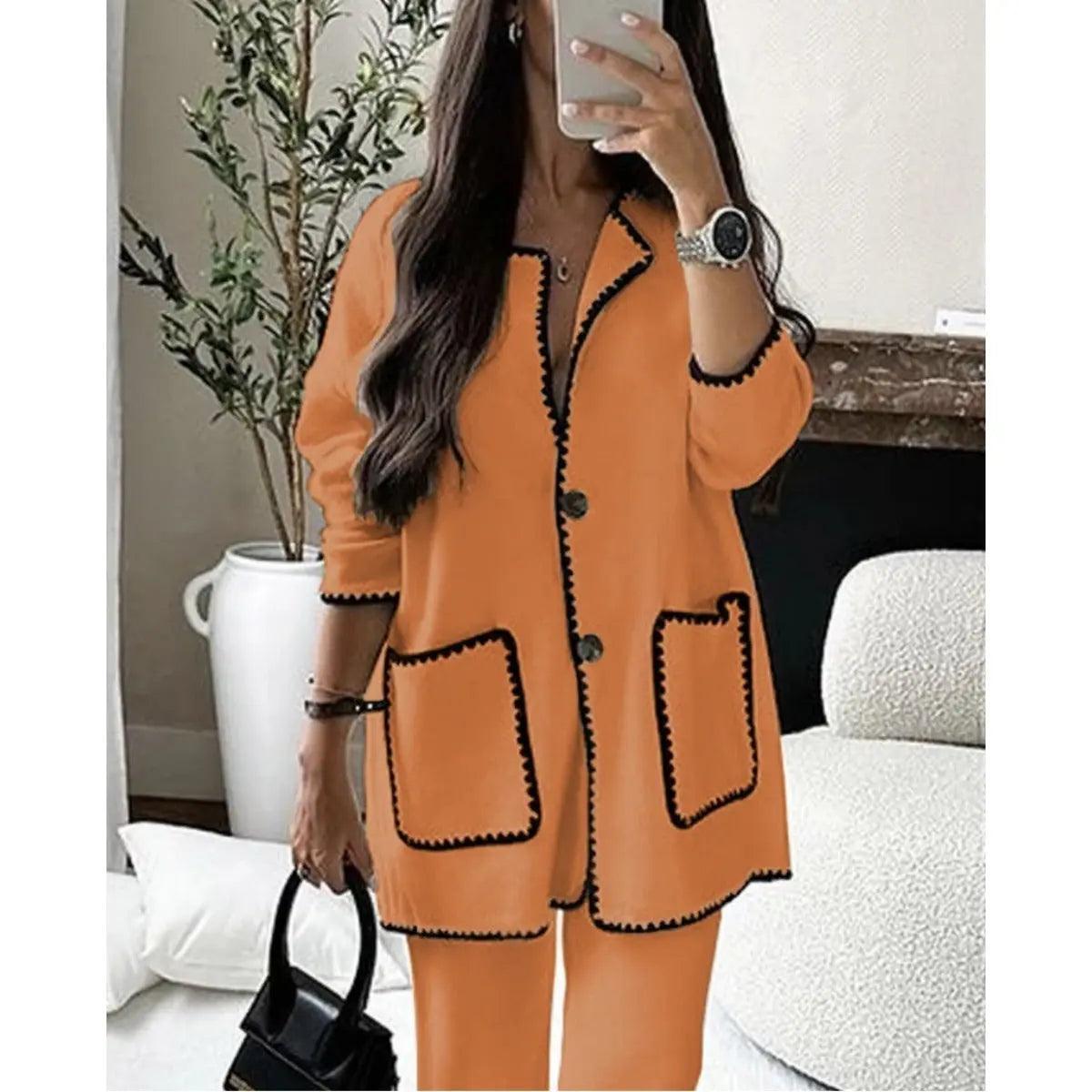 MS004 Fall Chunky Knit Cardigan Sweaters Casual Open Front Set