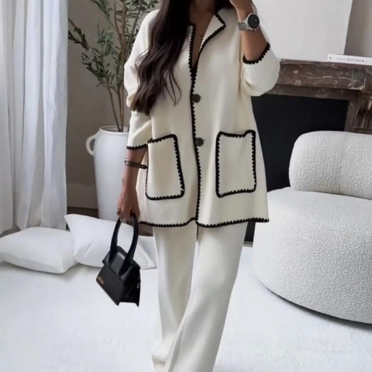 MS004 Fall Chunky Knit Cardigan Sweaters Casual Open Front Set