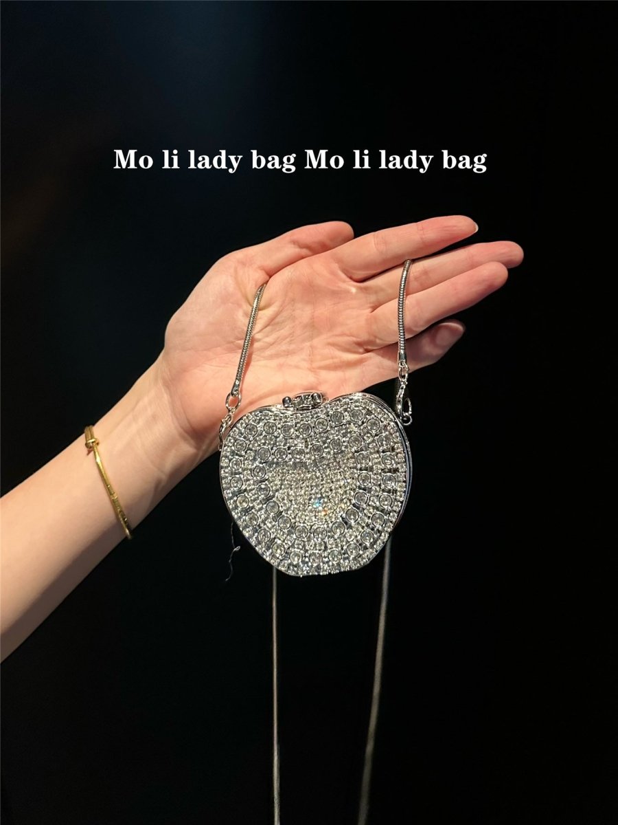 Palm-Sized Diamond Mini Clutch Silver Glamour Gala Bag (MAC281)