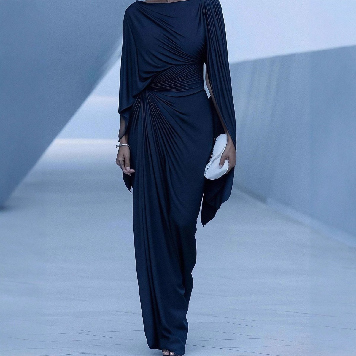 Pleated Evening Dress | Off-Shoulder Ruched Bodycon Gown(MS275)