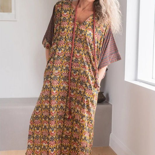 Printed Kaftan Maxi Dress(MS419)