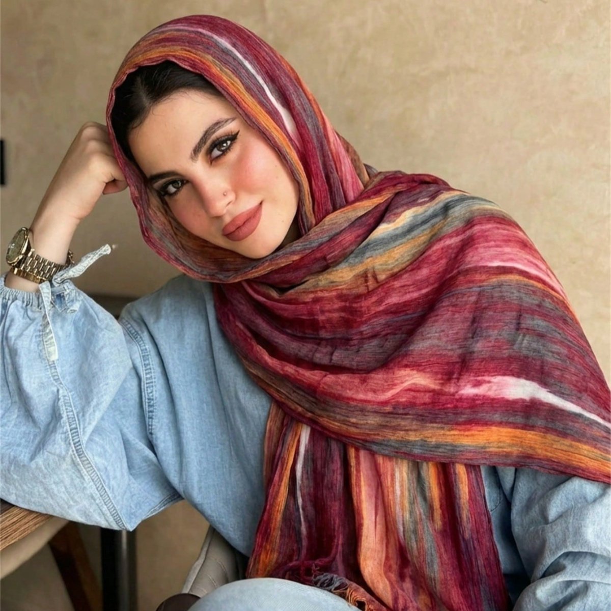 Rayon Gradient Tie-Dye Scarf | Rayon Gradient Hijab (MH216)