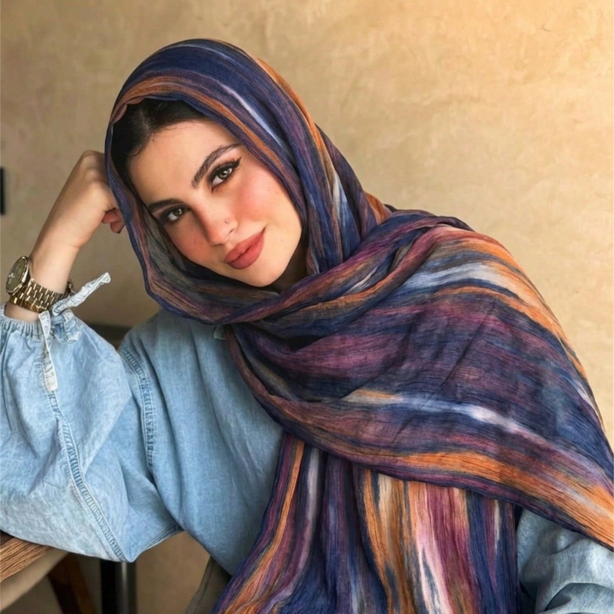 Rayon Gradient Tie-Dye Scarf | Rayon Gradient Hijab (MH216)