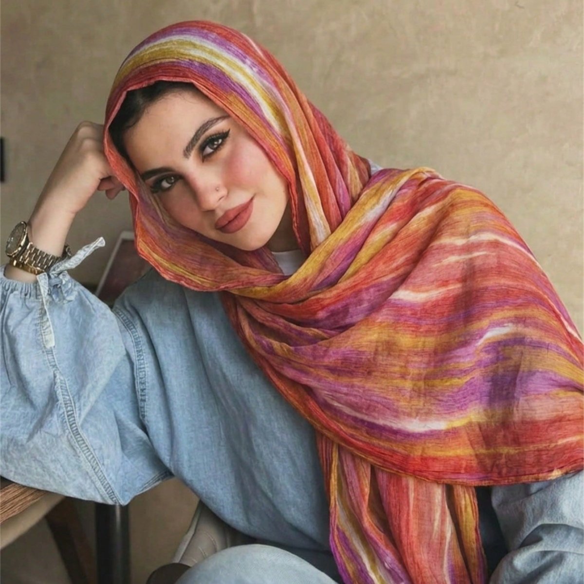 Rayon Gradient Tie-Dye Scarf | Rayon Gradient Hijab (MH216)