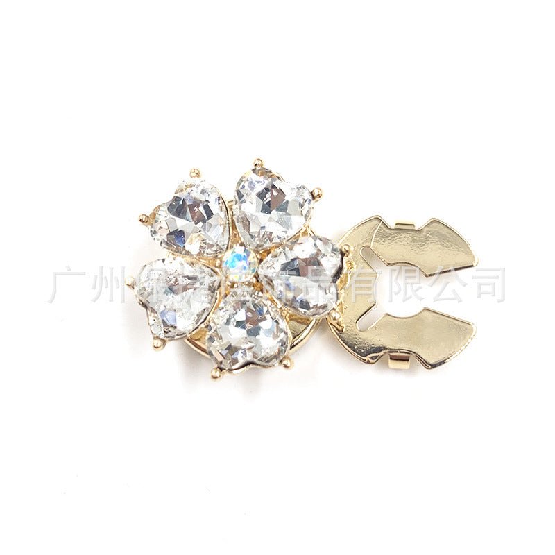 Rhinestone Button Covers | Crystal Flower Decorative Clips(MAC359)