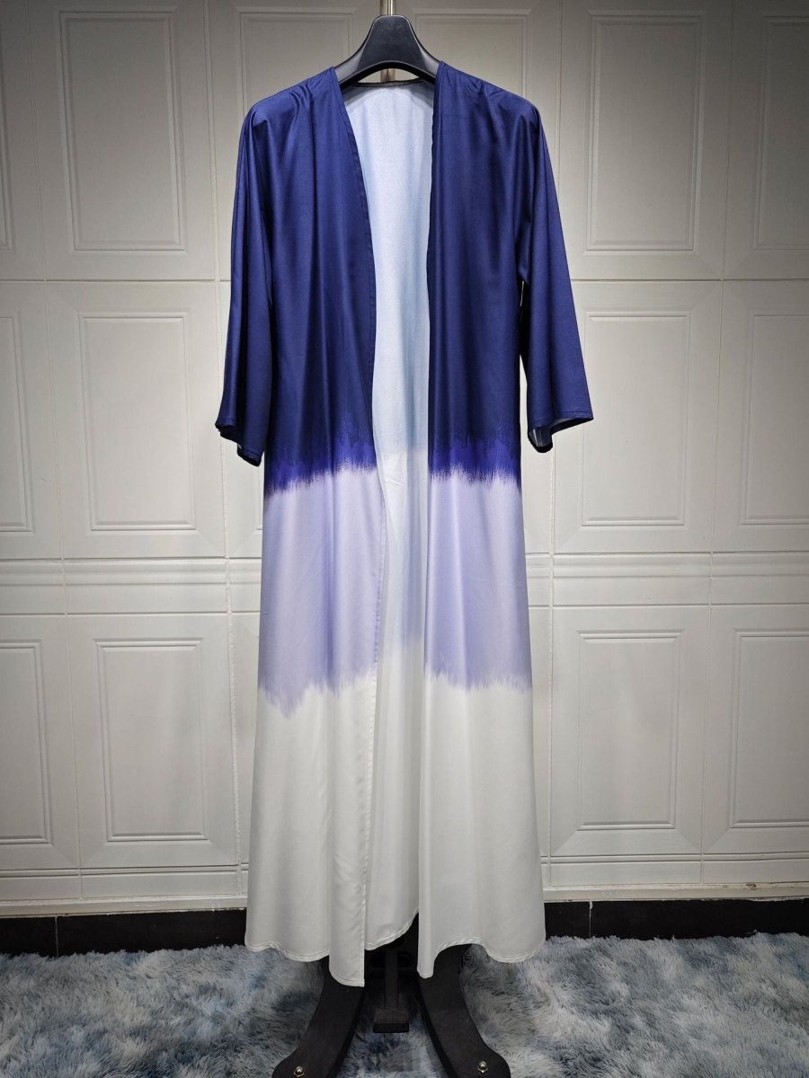 Tie-Dye Cape Cardigan Dress Abaya | Gradient Open Front Kimono Cover(MOA221)