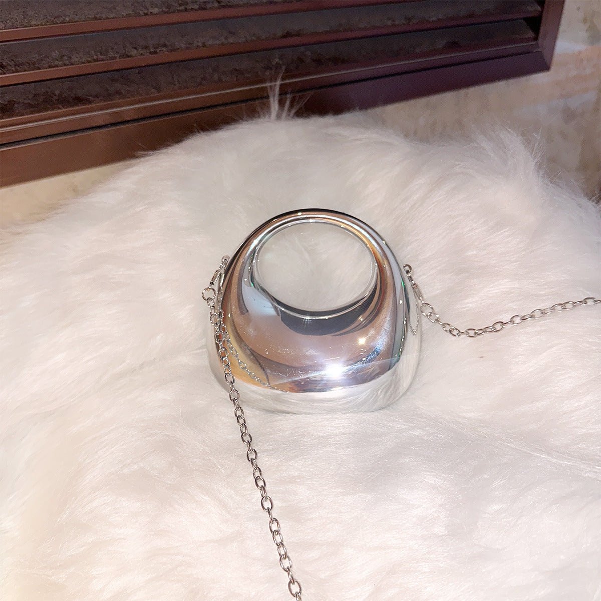 Trendy Acrylic Handbag for Women - Shiny Metal Crossbody / Shoulder Tote (Mini Crescent Design)(MAC239)