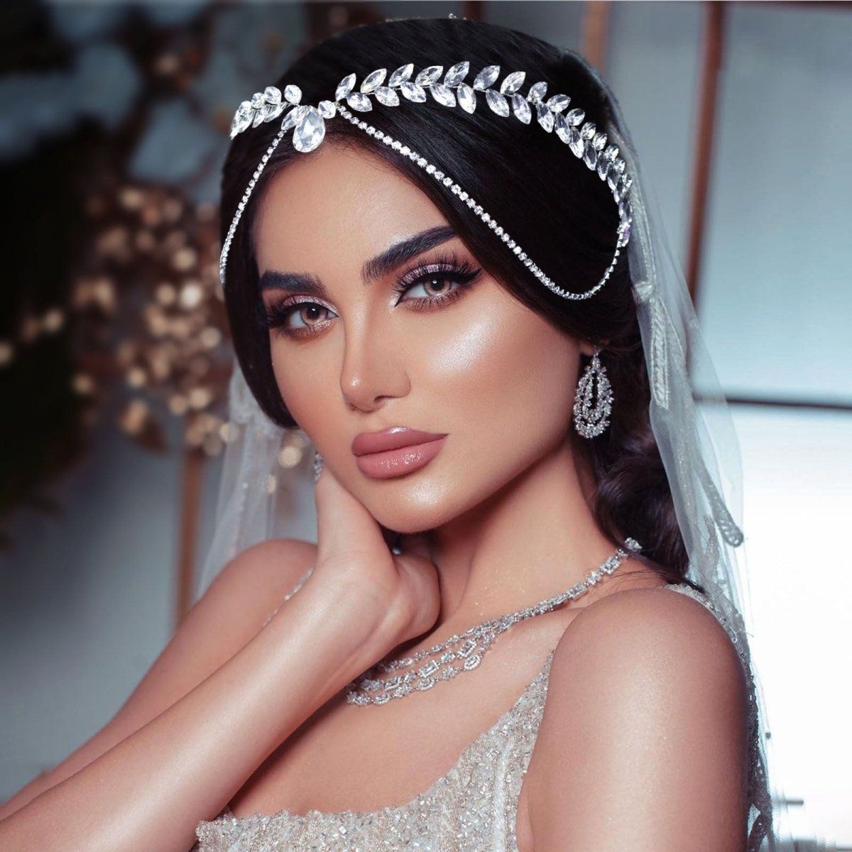 Versatile Glistening Teardrop Crystal Forehead Chain Hair Accessory (MAC331)