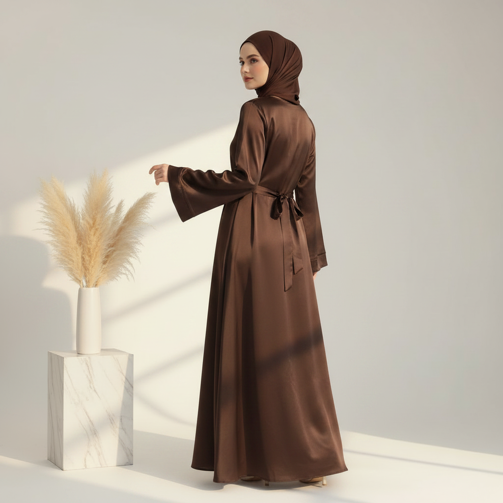 Archive Piece Satin Maxi Abaya with Belt - MP031 (Size S Only)