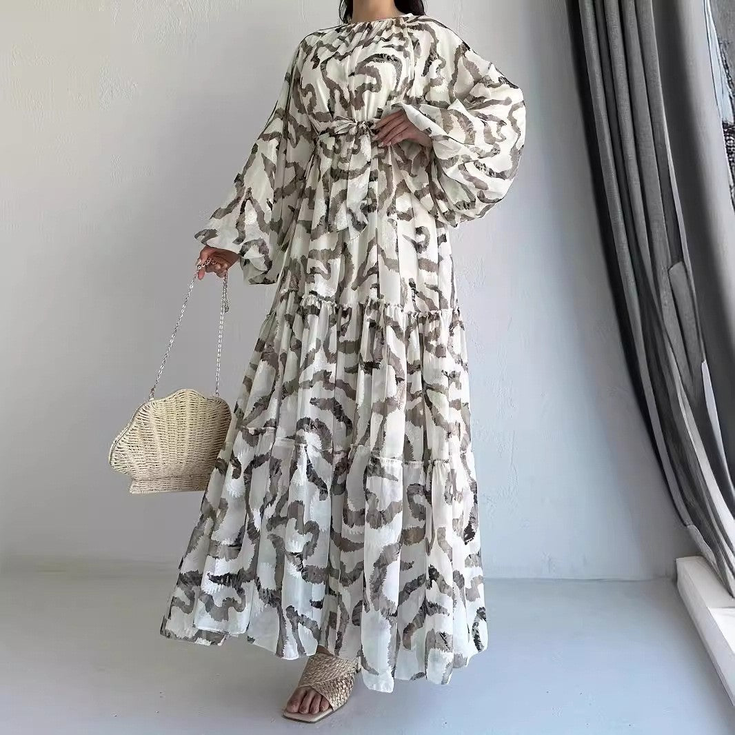 Abstract Print Chiffon Dress(MA402)