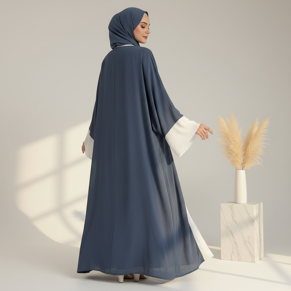 Archive Piece Two-Tone Chiffon Open Abaya - MP015 (Size M Only)