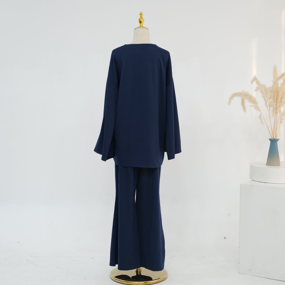 Cotton Two-Piece Set | Belted Tunic Top & Pants(MS279)