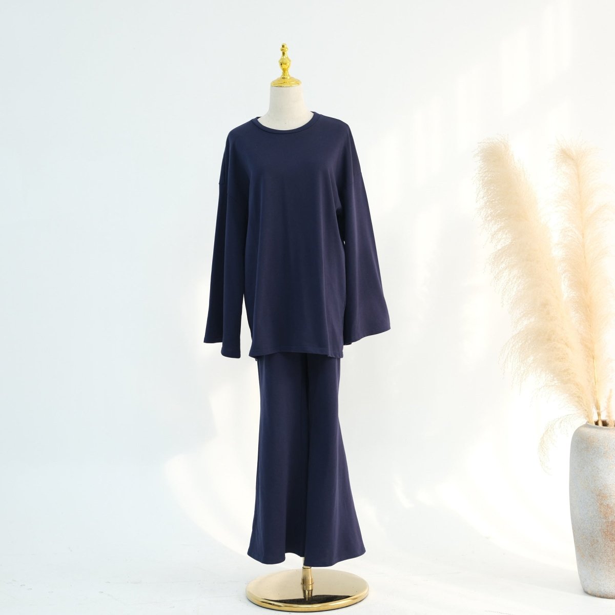Cotton Two-Piece Set | Belted Tunic Top & Pants(MS279)