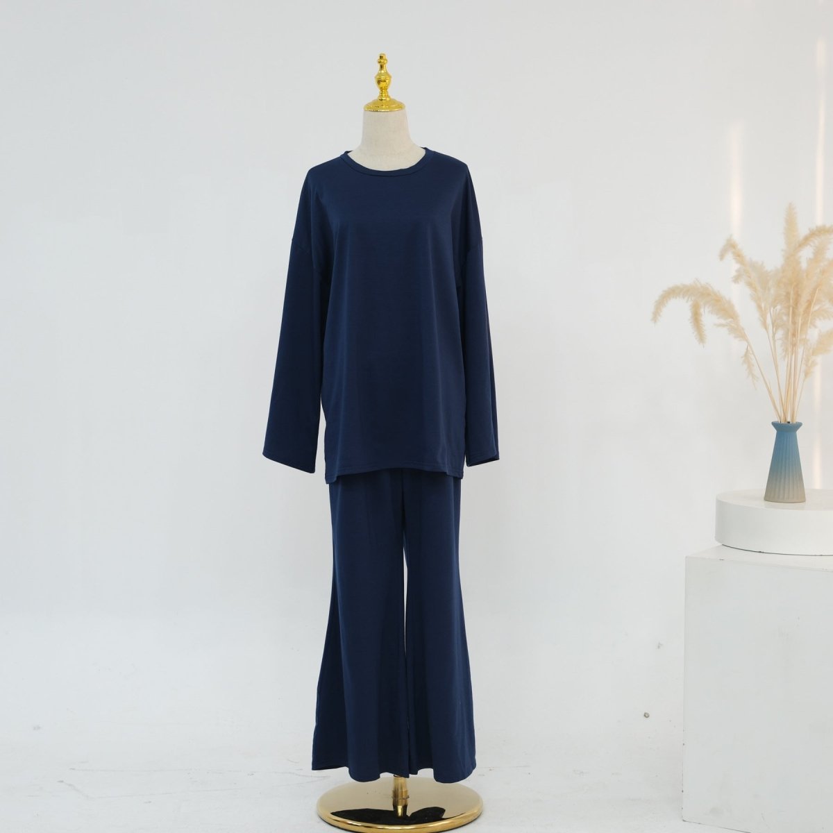 Cotton Two-Piece Set | Belted Tunic Top & Pants(MS279)