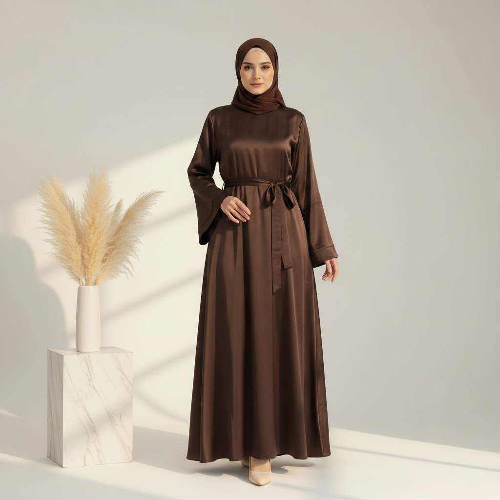 Archive Piece Satin Maxi Abaya with Belt - MP031 (Size S Only)
