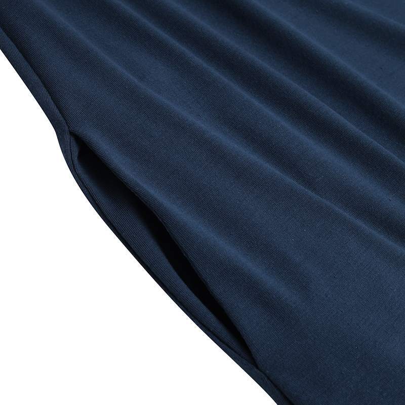 Elegant V-Neck Long Sleeve Maxi Dress | Loose Fit Cotton Blend Dress with Hidden Pockets(MA314)