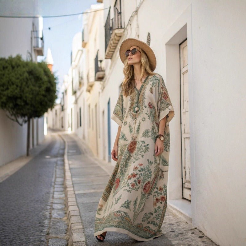 Printed Kaftan Maxi Dress(MS419)